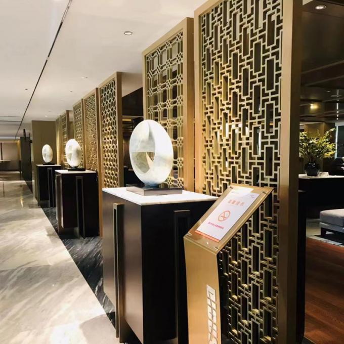 Amerikan Tarzı Lazer Kesme Altın Paslanmaz Çelik Ekran Oda Bölmesi Ev Otel Restoran 4