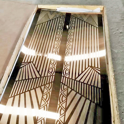 Asansör için Özel Kazınmış Ayna 8K Altın Renkli Paslanmaz Çelik Levha