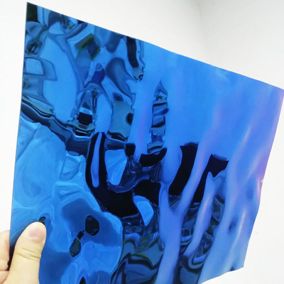 Tavan Dekorasyonu için Su Dalgalanma Aynası Mavi Renk Paslanmaz Çelik Levha