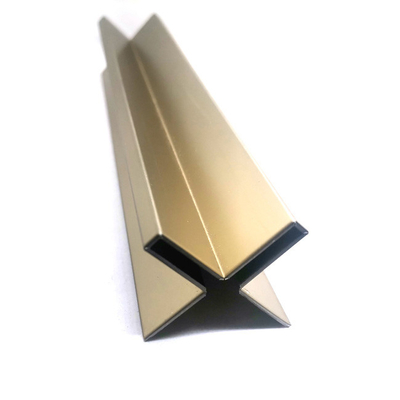 PVD X Shape Stainless Steel Tile Channel Trim Rose Gold Black Silver Brushed Hairline 1.0 0.8mm  For Decor