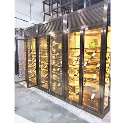 Wine Display Rack Pvd Plating Titanium Black Color Stainless Steel Wine Cabinet