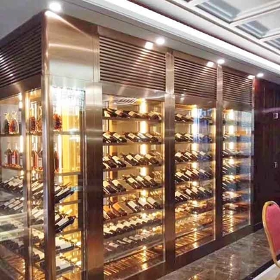 Wine Display Rack Pvd Plating Titanium Black Color Stainless Steel Wine Cabinet