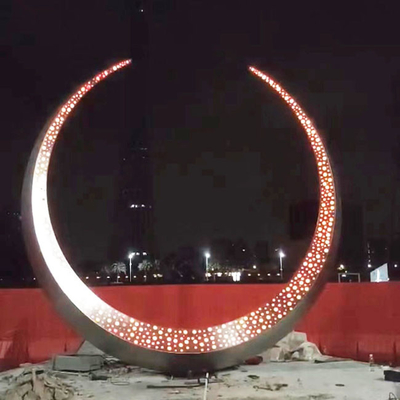 ODM Splend 304 Decorative Stainless Steel Sculptures Outdoor Full Moon Modelling Art Painting Color 316L Sculptures