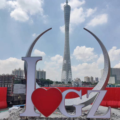 ODM 304 Shiny Lighting Outdoor Color Custom Painting Landmark Stainless Steel Sculptures