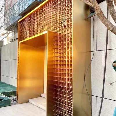 304 Gold Color Hairline Brushed Stainless Steel Dividers Brushed Stainless Steel Entrance Door With Sculpt