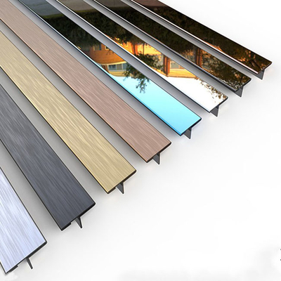 201 304 316L Grade Rose Gold Black Bronze Color T Solid Shape Stainless Steel Tile Edge Trim For Tile Protection