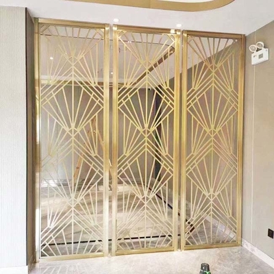 Rose Gold Bronze Black Hairline Brush Horizontal Painting Pattern Design Stainless Steel Screen Partition Divider Panel
