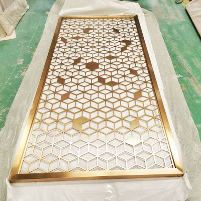 304 316 201 Pattern Gold Hairline Square Stainless Steel Sheet Metal Screen Partition Room Divider for Wall Decoration