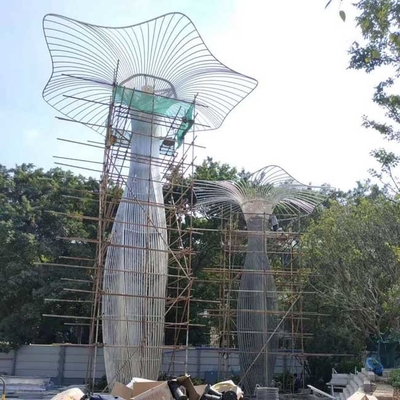 ODM 304 Splend Shiny Stainless Steel Sculptures 316L Mushroom Modelling Outdoor Art Color Painting Metal Sculptures