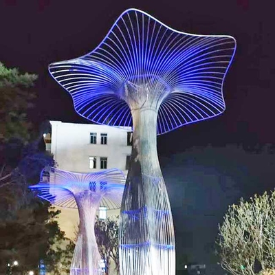 ODM 304 Splend Shiny Stainless Steel Sculptures 316L Mushroom Modelling Outdoor Art Color Painting Metal Sculptures