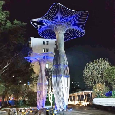 ODM 304 Splend Shiny Stainless Steel Sculptures 316L Mushroom Modelling Outdoor Art Color Painting Metal Sculptures