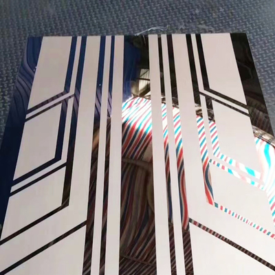 8K Mirror Etched 2B Finish Polished Silver Color Stainless Steel Sheet For Elevator Decoration