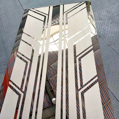 8K Mirror Etched 2B Finish Polished Silver Color Stainless Steel Sheet For Elevator Decoration
