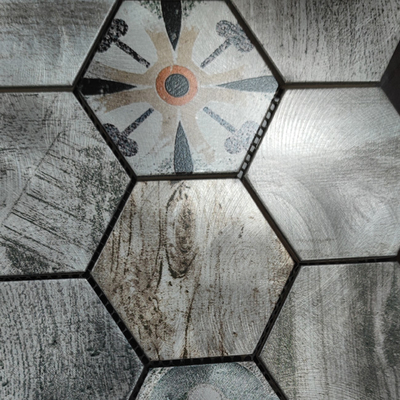 Europe white color hexagon type leaf flower patterns ink-jet printing aluminum mosaic tile for wall decoration