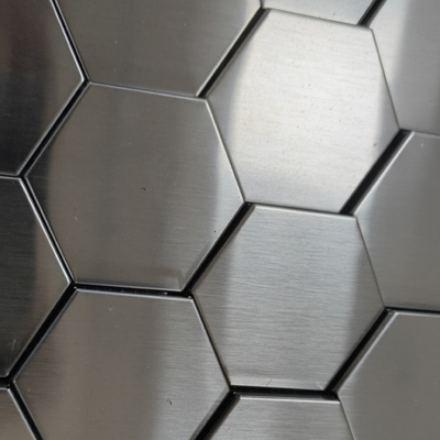 201 304 316l silver color hairline hexagon shape stainless steel mosaic tile for wall decoration