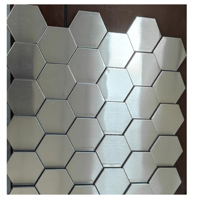 201 304 316l silver color hairline hexagon shape stainless steel mosaic tile for wall decoration