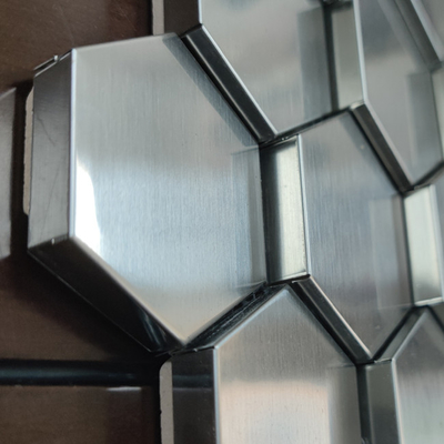 201 304 316l silver color hairline hexagon shape stainless steel mosaic tile for wall decoration