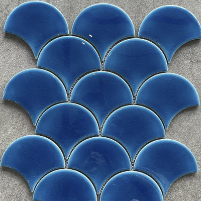 South America blue green sky blue color fanshaped patterns ceramic mosaic tile for wall decoration