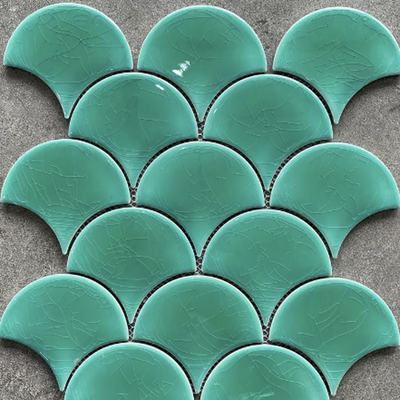 South America blue green sky blue color fanshaped patterns ceramic mosaic tile for wall decoration
