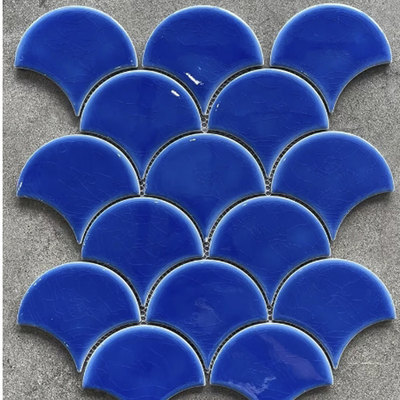 South America blue green sky blue color fanshaped patterns ceramic mosaic tile for wall decoration