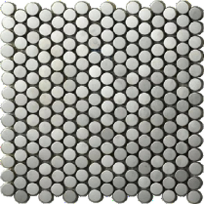 2023 Modern Style Small Round Rose Gold Titanium White Metal Stainless Steel Mosaic Restaurant Hotel Wall Decoration