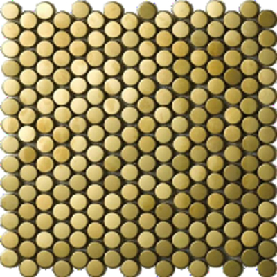2023 Modern Style Small Round Rose Gold Titanium White Metal Stainless Steel Mosaic Restaurant Hotel Wall Decoration