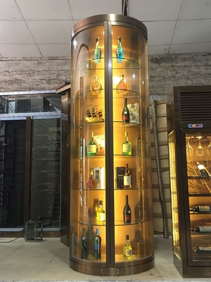 Display Hairline Bronze Gold  Stainless Steel Wine Cabinet