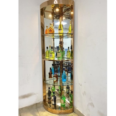 Display Hairline Bronze Gold  Stainless Steel Wine Cabinet