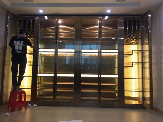 Hotel Luxury Stainless Steel Glass Wine Storage Cabinet Thermoelectric Wine Cabinet