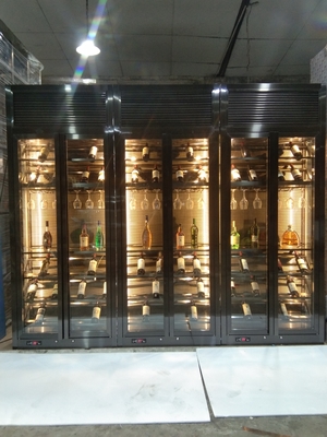 PVD Plating SS Wine Cabinet Rose Gold Brass 2 Door Temperature Controlled Stainless Steel Wine Display Fridge