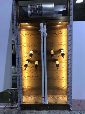 Astm Certified Highquality Mirror Brushed Black Gold Stainless Steel Hotel Wine Cabinet