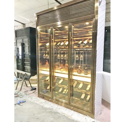 Astm Certified Highquality Mirror Brushed Black Gold Stainless Steel Hotel Wine Cabinet