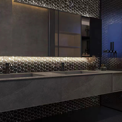 3D Wall Stickers For Kitchen Marble Mosaic Black Hexagon For Hotel Bar Coffee