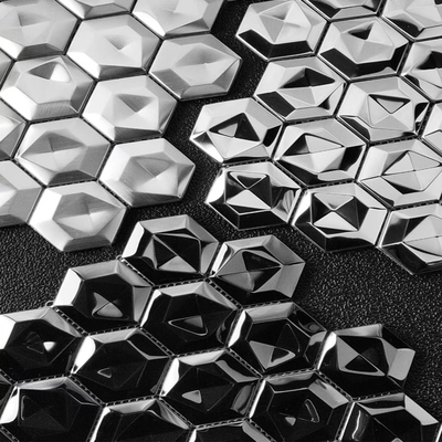 Luxury 304 Stainless Steel Mirror Black 3D Hexagon Metal Mosaic For Kitchen Bathroom Living Room Background Wall Tiles