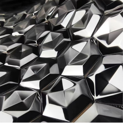 Luxury 304 Stainless Steel Mirror Black 3D Hexagon Metal Mosaic For Kitchen Bathroom Living Room Background Wall Tiles