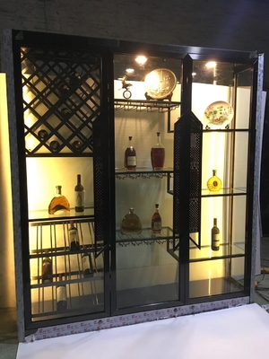 201 Stainless Steel Wine Cabinets Display Shelf With Luxury Light Temperature Controlled