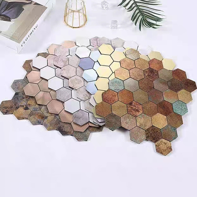 ASTM Modern Design Hexagonal Inkjet Mosaic Metal 304 Stainless Steel Mosaic Tile For Home Restaurant Wall Decoration