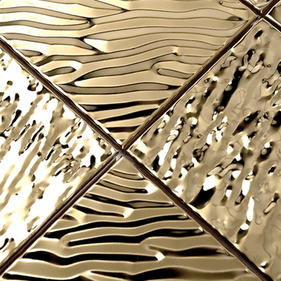 Self Adhesive Gold Mosaic Stainless Steel Wall Mirrors 0.8mm Thickness