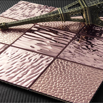 2023 High-End Design 98 * 98 Rose Gold Spiral Pattern Mirror Stainless Steel Metal Mosaic Background Wall Living Room