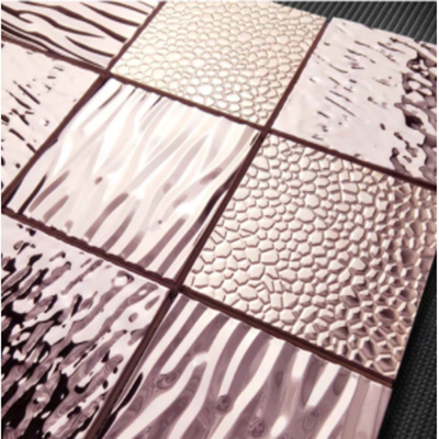 2023 High-End Design 98 * 98 Rose Gold Spiral Pattern Mirror Stainless Steel Metal Mosaic Background Wall Living Room
