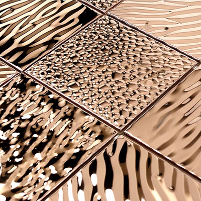 2023 High-End Design 98 * 98 Rose Gold Spiral Pattern Mirror Stainless Steel Metal Mosaic Background Wall Living Room