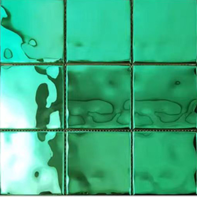 South America Green Blue Brown Black Silver Square Water Ripple Flow Stainless Steel Mosaic Tile for Wall Decoration