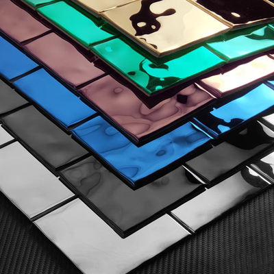 South America Green Blue Brown Black Silver Square Water Ripple Flow Stainless Steel Mosaic Tile for Wall Decoration