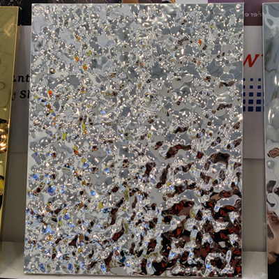 316L Gold Shiny Mirror Color Stainless Steel Sheet Middle Water Wave Honeycomb Wall Cladding