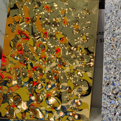 316L Gold Shiny Mirror Color Stainless Steel Sheet Middle Water Wave Honeycomb Wall Cladding