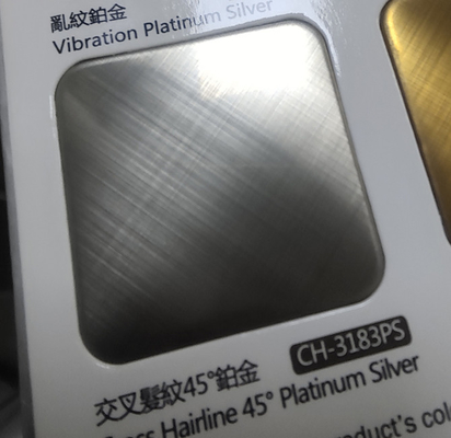 304 Platinum Silver Cross Hairline 45 Degree Brushed Finish Color Stainless Steel Sheet With Anti-Finger Printing
