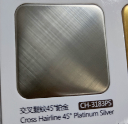 304 Platinum Silver Cross Hairline 45 Degree Brushed Finish Color Stainless Steel Sheet With Anti-Finger Printing