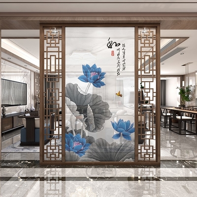 New Chinese Style Minimalist Art Hotel Restaurant Entrance Decoration Painting Stainless Steel Screen Partition
