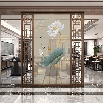 New Chinese Style Minimalist Art Hotel Restaurant Entrance Decoration Painting Stainless Steel Screen Partition