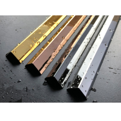 Red Copper Color Hairline NO.4 Brushed 304 201 Irregular Type Tile Edge Trim Line For Space Interior Decoration